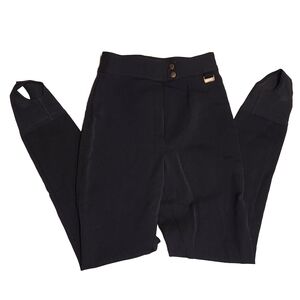 VTG Edelweiss Black High-Waist Wool Lycra Blend Stirrup Ski Pants Sz 6 (XS)